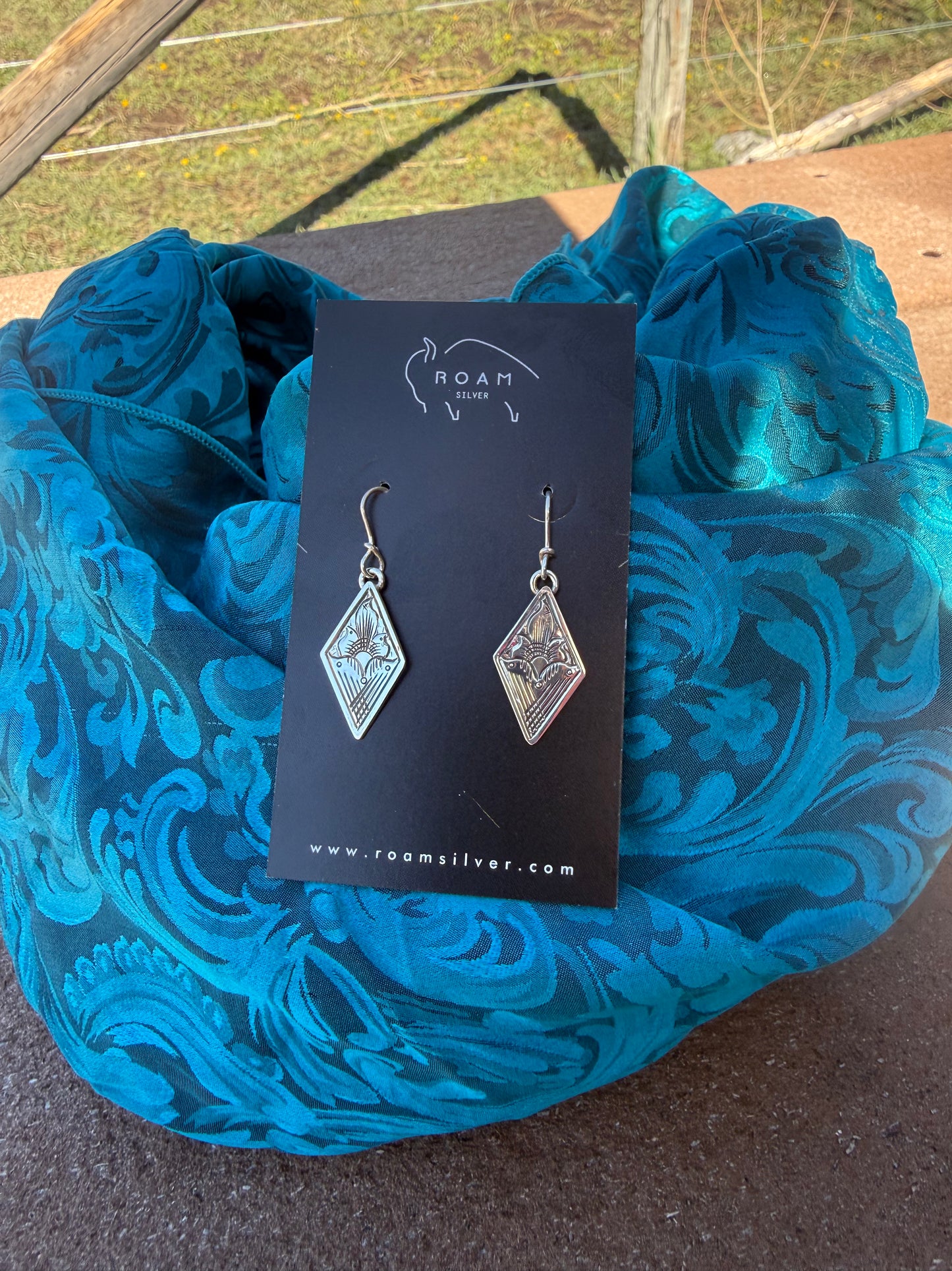 Sterling Silver Engraved Diamond Drops