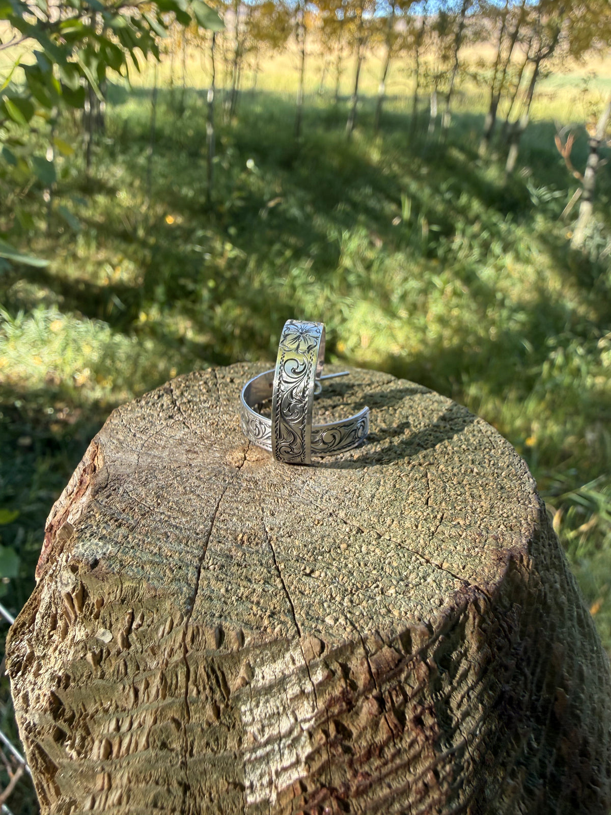 Sterling Engraved Hoop Earrings