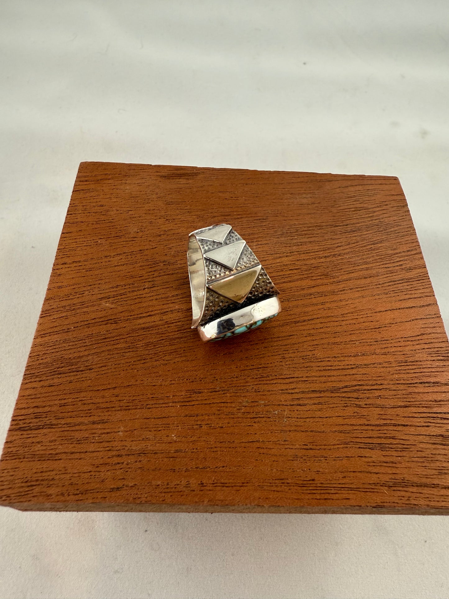 Turquoise Mountain Textured Triangle Ring