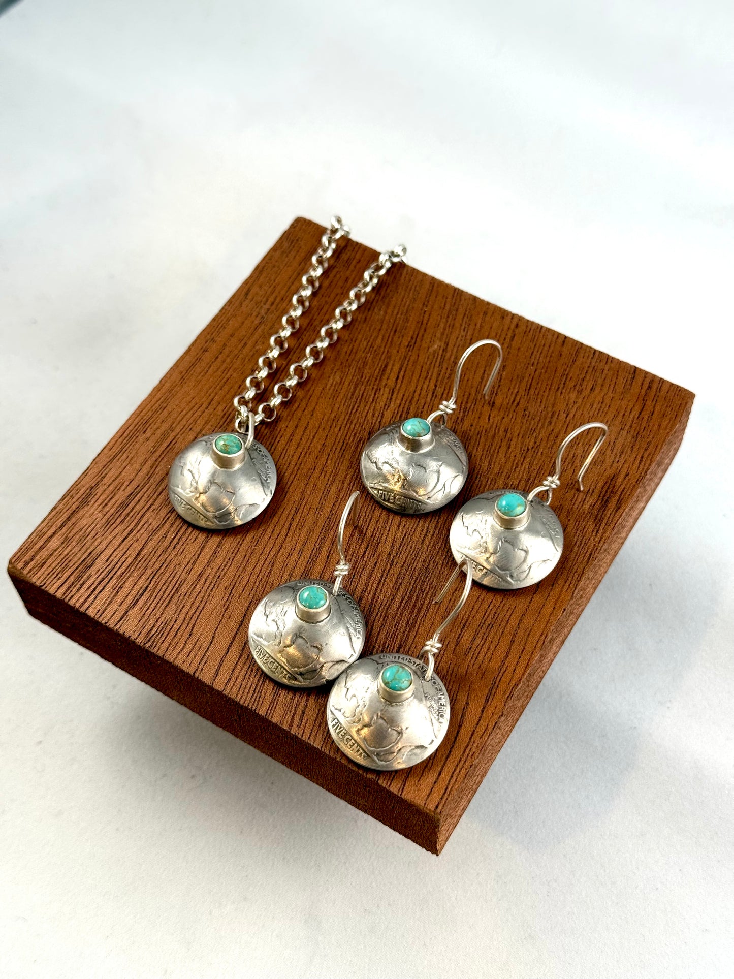 Buffalo Nickel & Turquoise Earrings