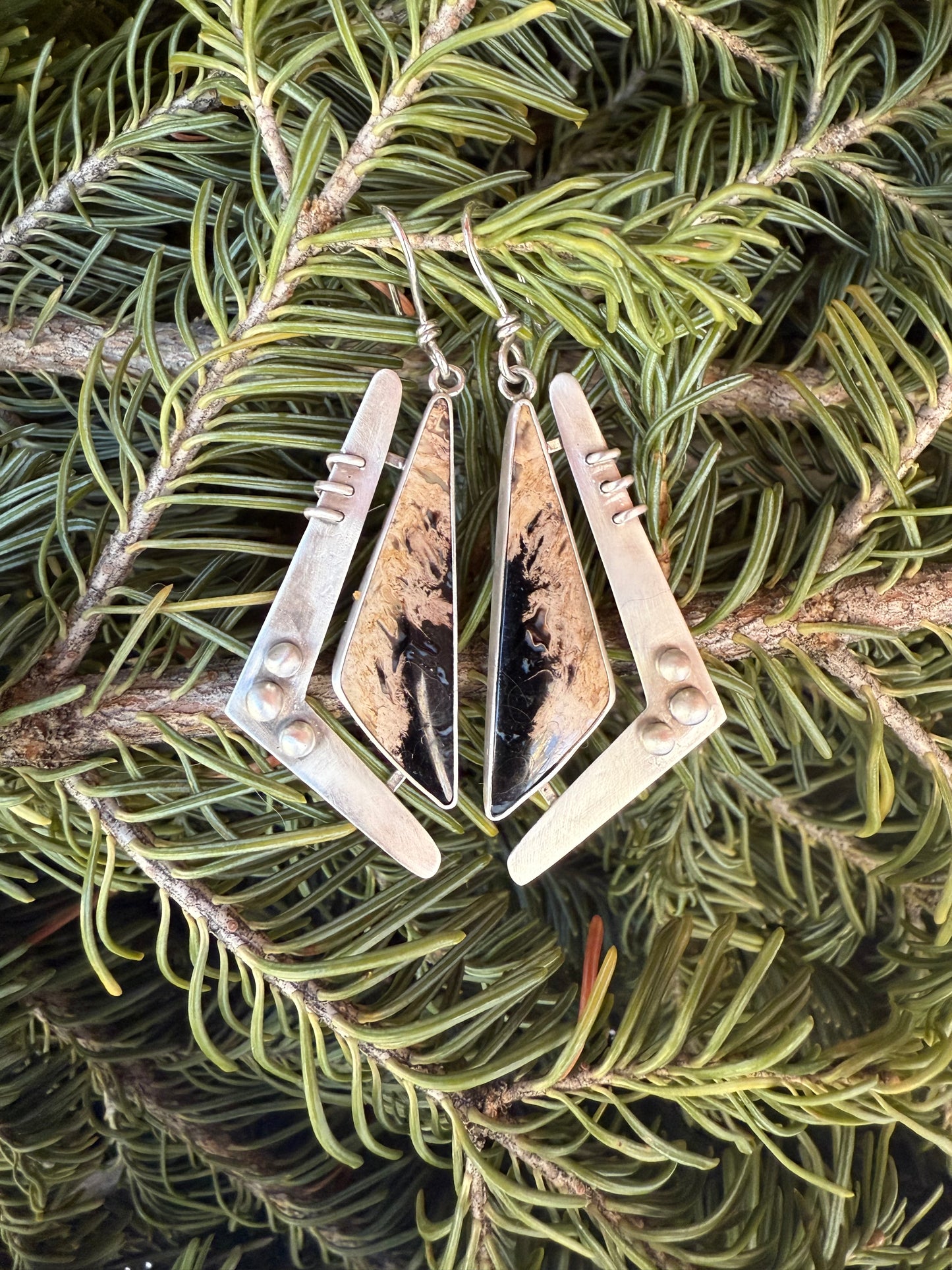 Fossilized Palm Wood Laced Earrings