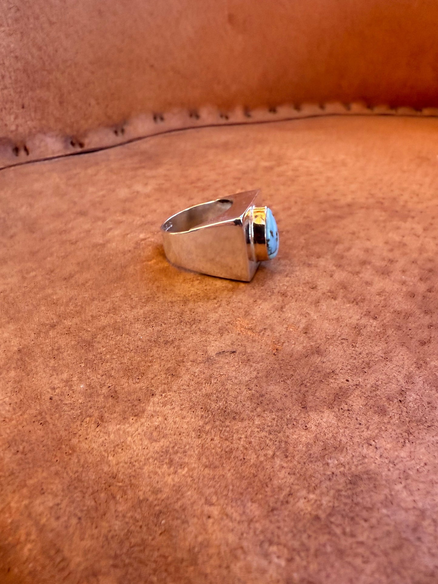 Gold Filled Golden Hills Turquoise & Sterling Signet Ring
