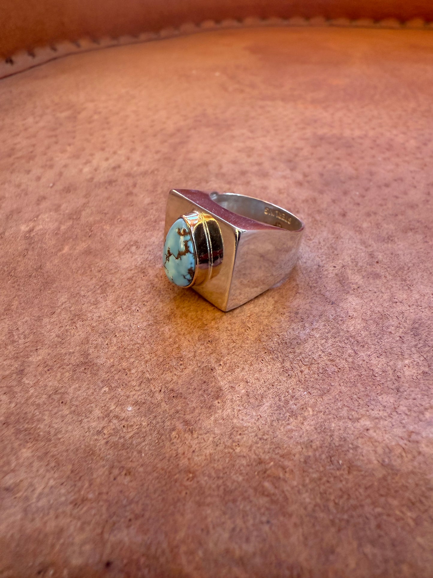 Gold Filled Golden Hills Turquoise & Sterling Signet Ring