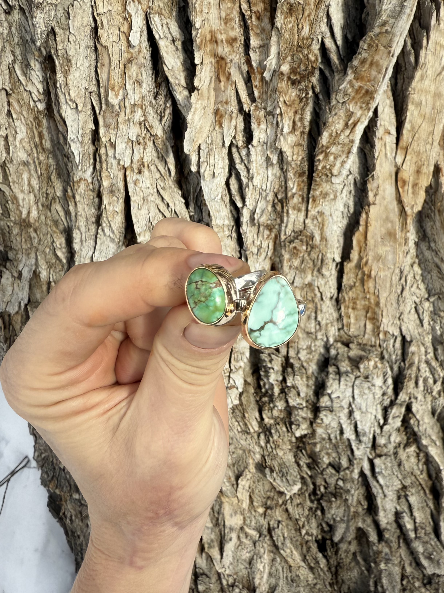 Sonoran Gold Turquoise Gold/Sterling Ring Size 6