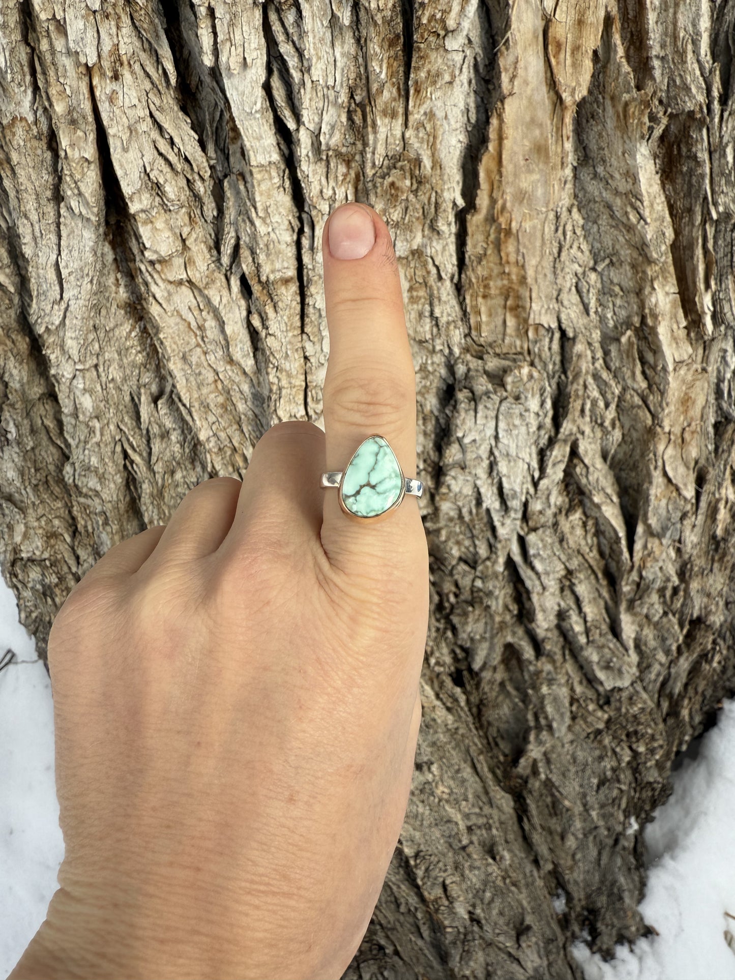 Candelaria Hills Variscite Gold/Sterling Ring Size 8