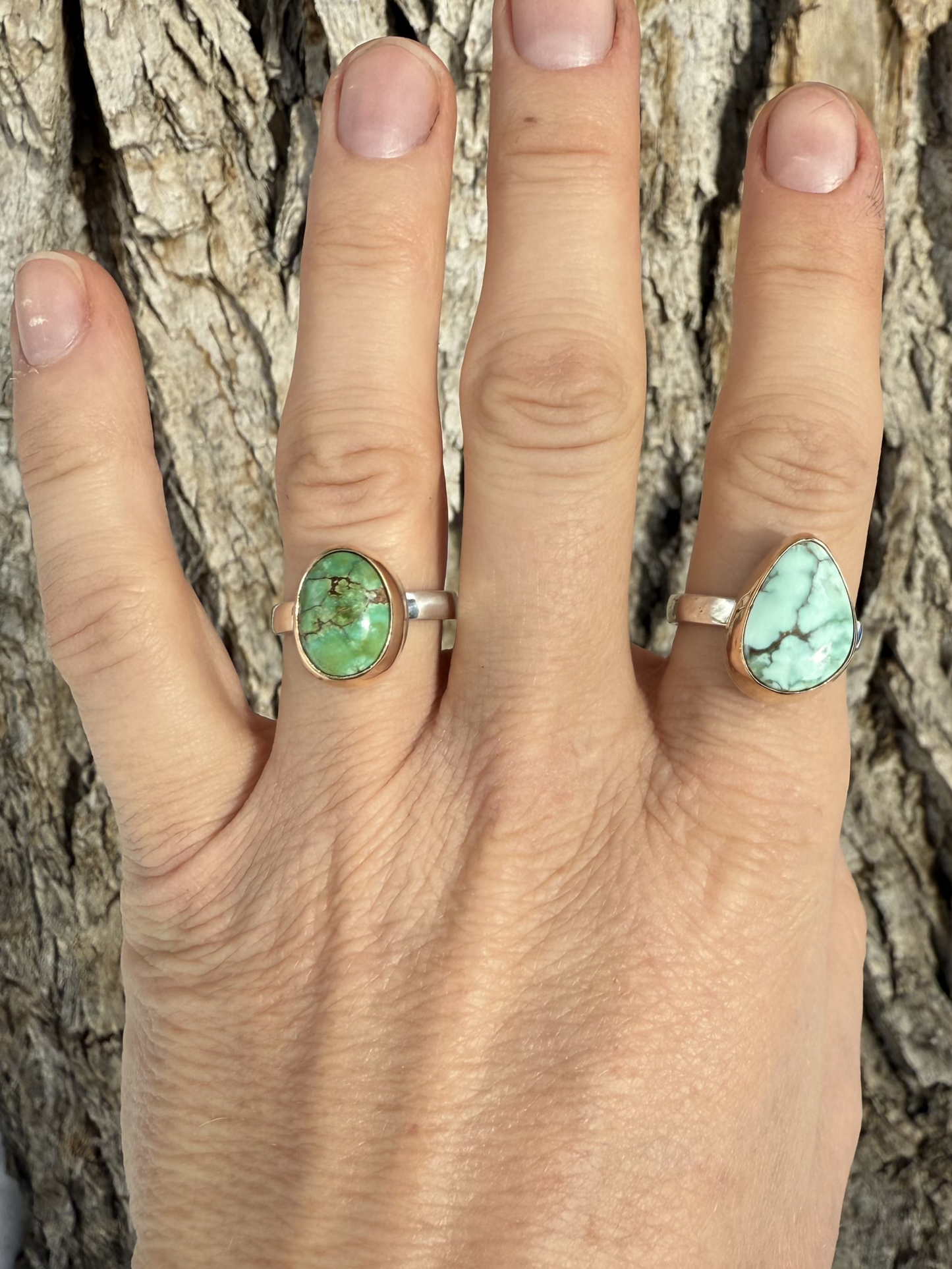 Candelaria Hills Variscite Gold/Sterling Ring Size 8