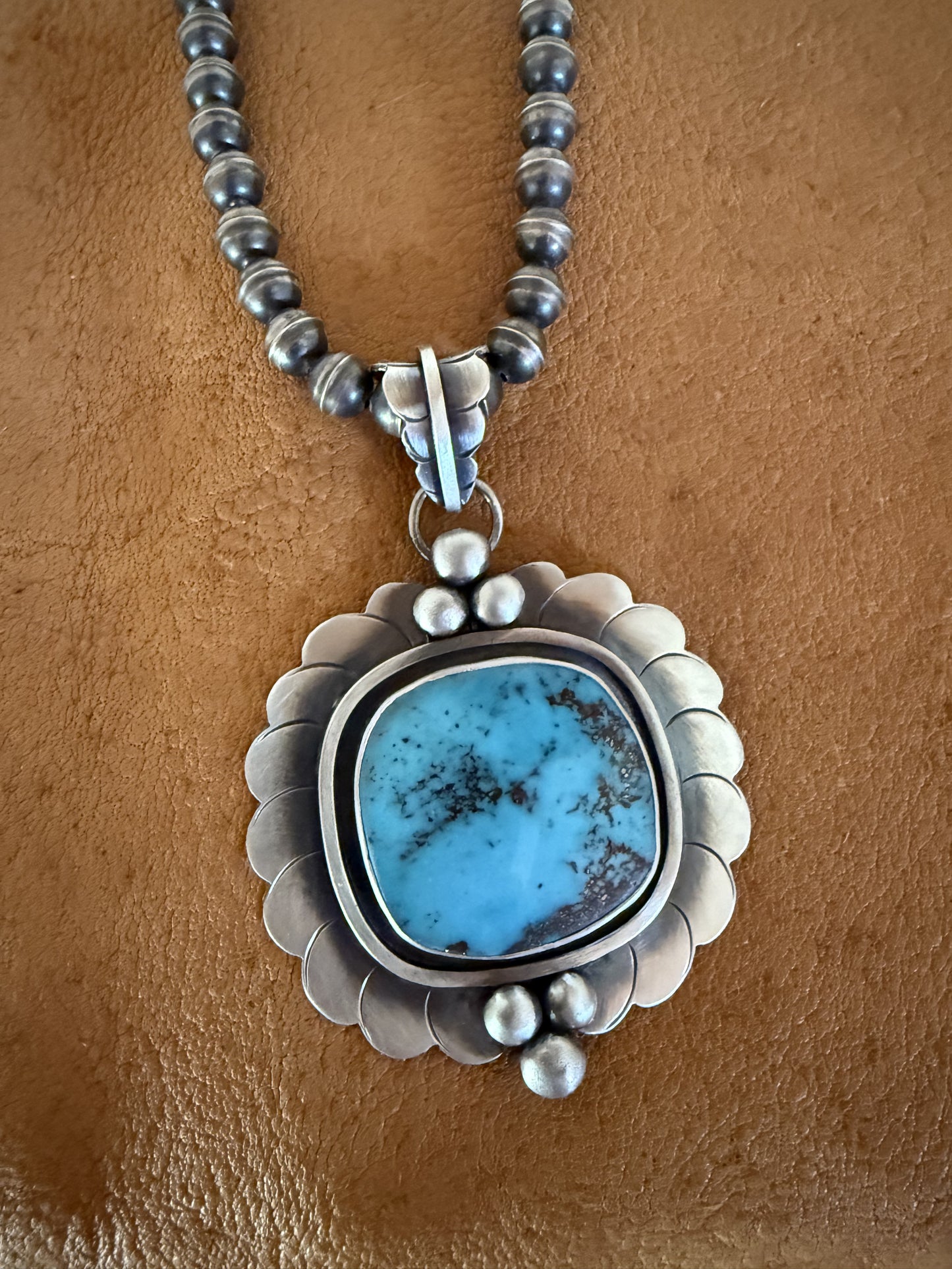 Kingman Turquoise Large Blossom Pendant