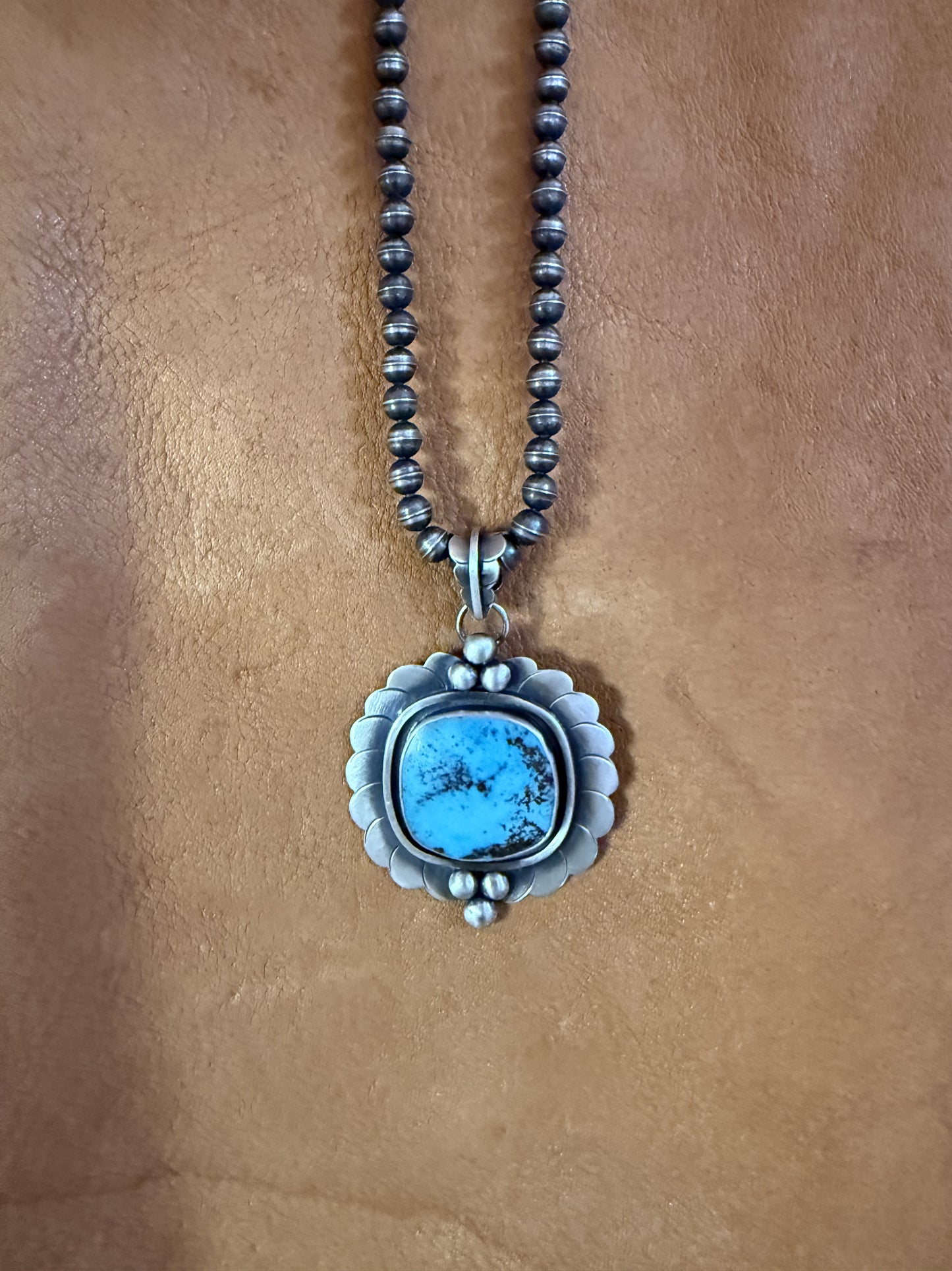 Kingman Turquoise Large Blossom Pendant