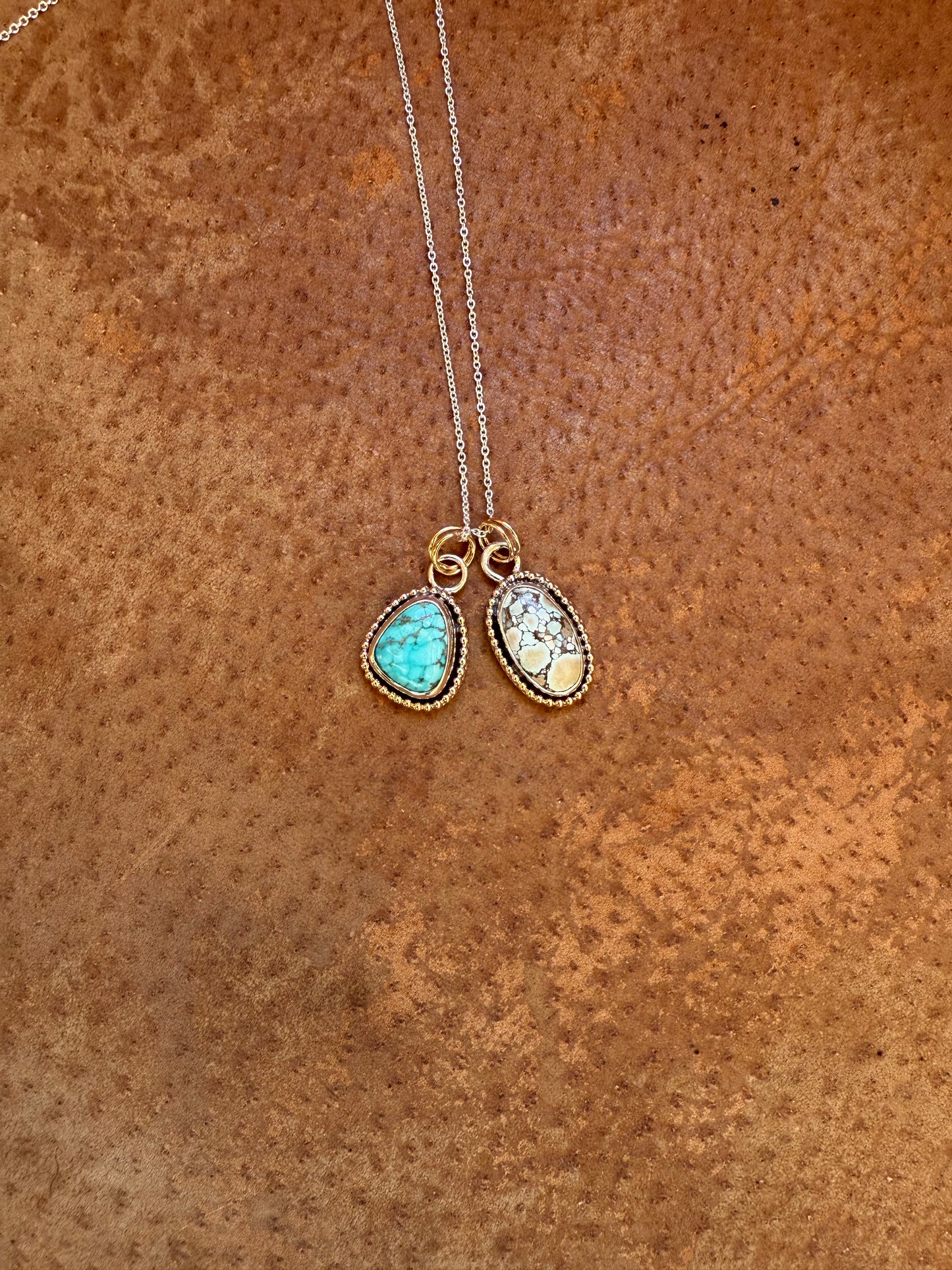 Gold Fill & Sterling Silver Carico Lake Turquoise Pendant