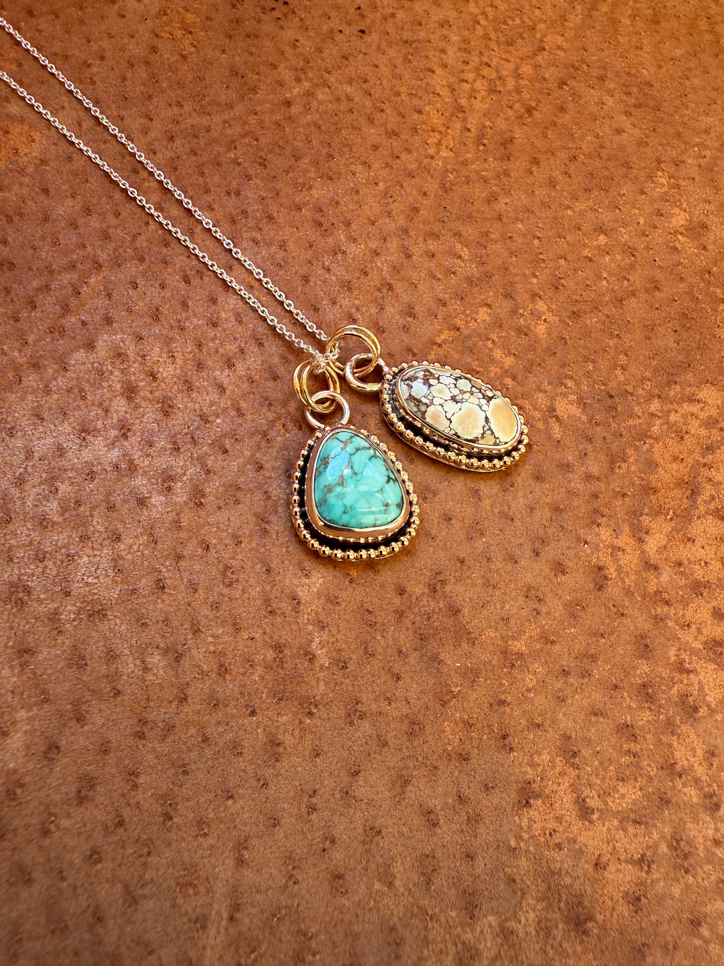 Gold Fill & Sterling Silver Carico Lake Turquoise Pendant