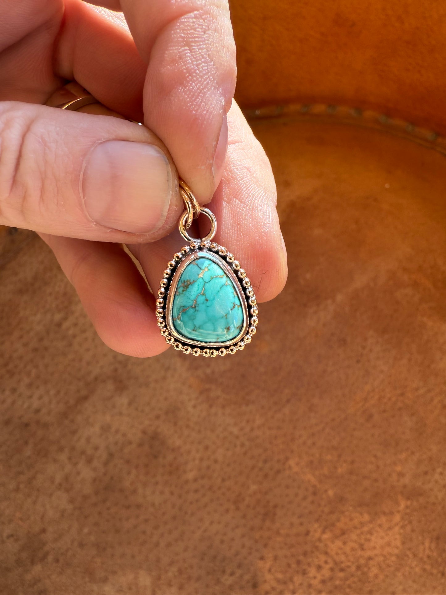 Gold Fill & Sterling Silver Carico Lake Turquoise Pendant