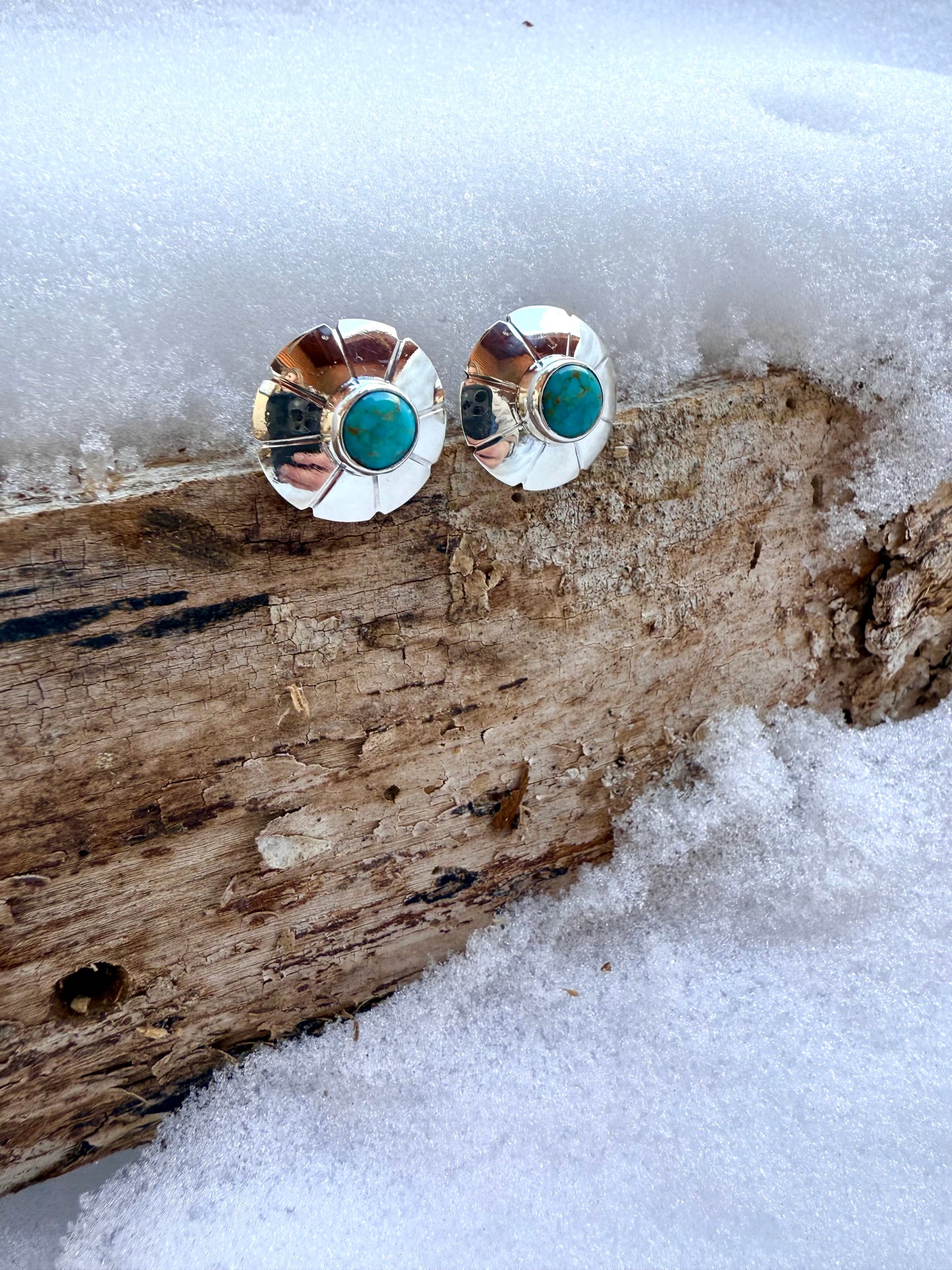 Sonoran Gem Turquoise & Sterling Silver Flower Studs