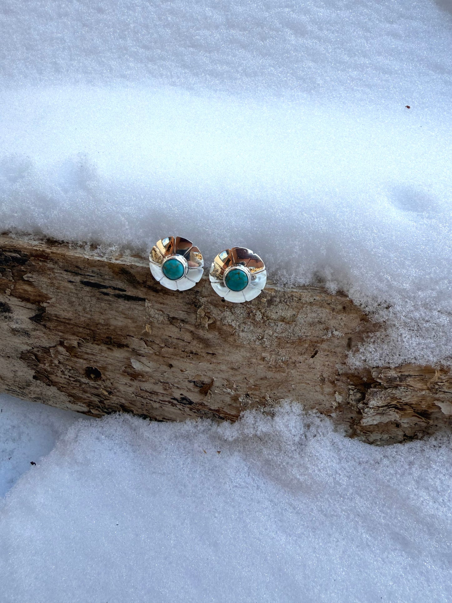 Sonoran Gem Turquoise & Sterling Silver Flower Studs