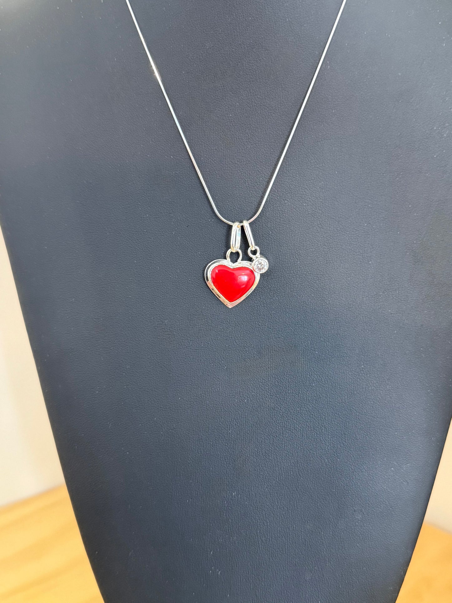 Rosarita Heart with Cubic Zirconia Drop Necklace