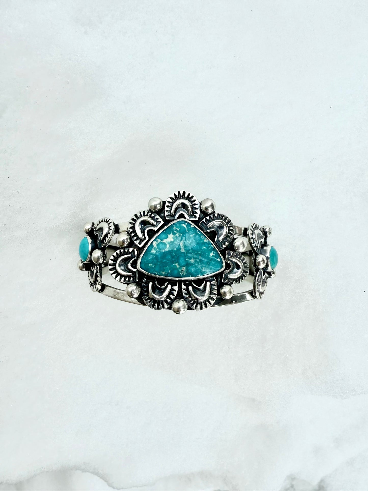 Whitewater Turquoise Sterling Silver Cuff Bracelet with Sonoran Gem Accents