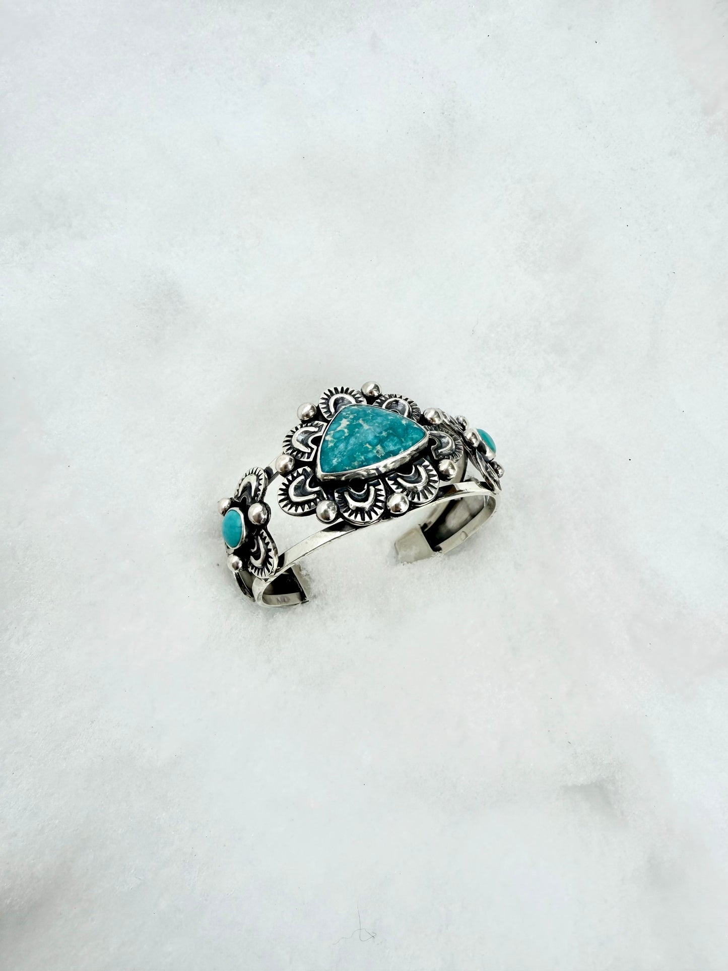 Whitewater Turquoise Sterling Silver Cuff Bracelet with Sonoran Gem Accents