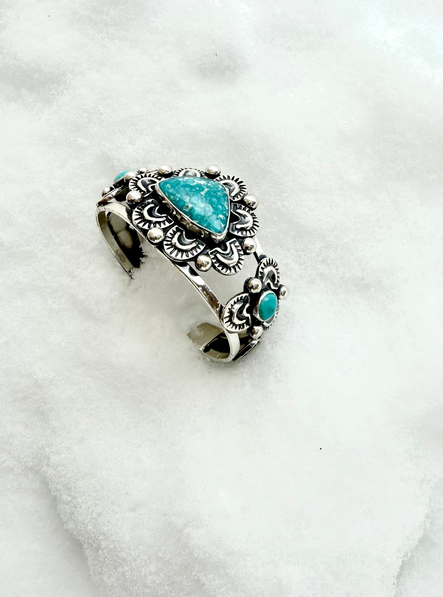Whitewater Turquoise Sterling Silver Cuff Bracelet with Sonoran Gem Accents