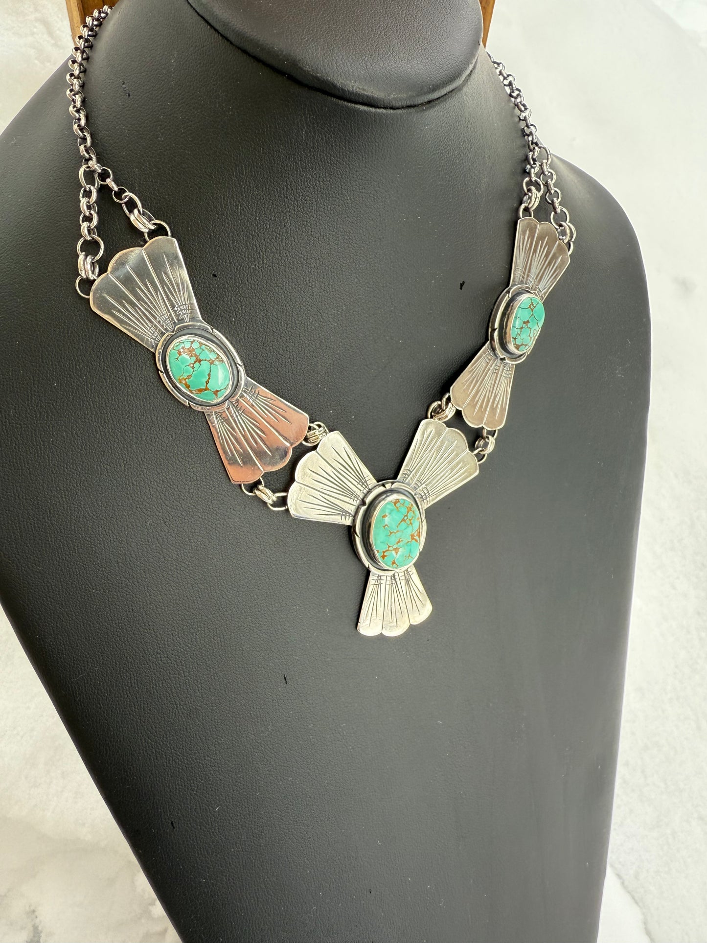 Carico Lake & Sterling Silver Fan Trio Necklace