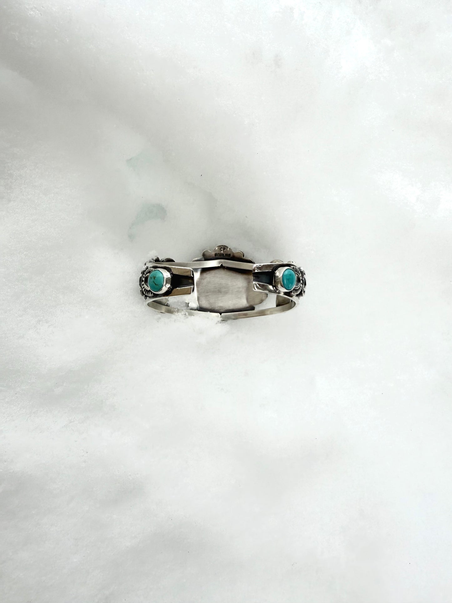 Whitewater Turquoise Sterling Silver Cuff Bracelet with Sonoran Gem Accents