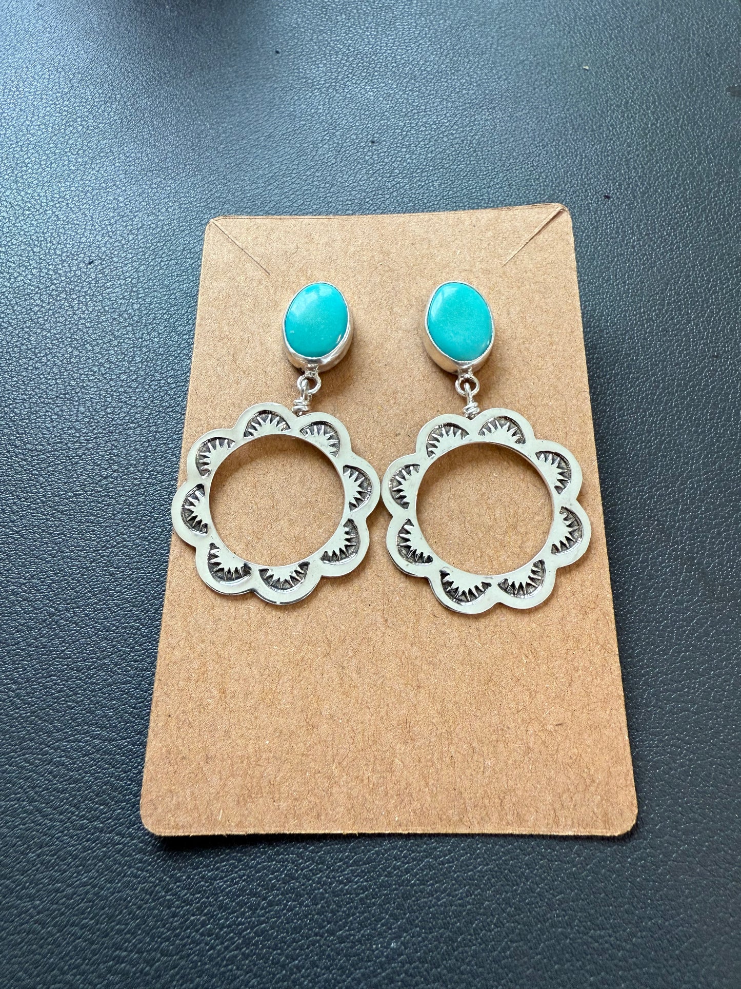 Sonoran Gem Turquoise Stamped Hoop Earrings