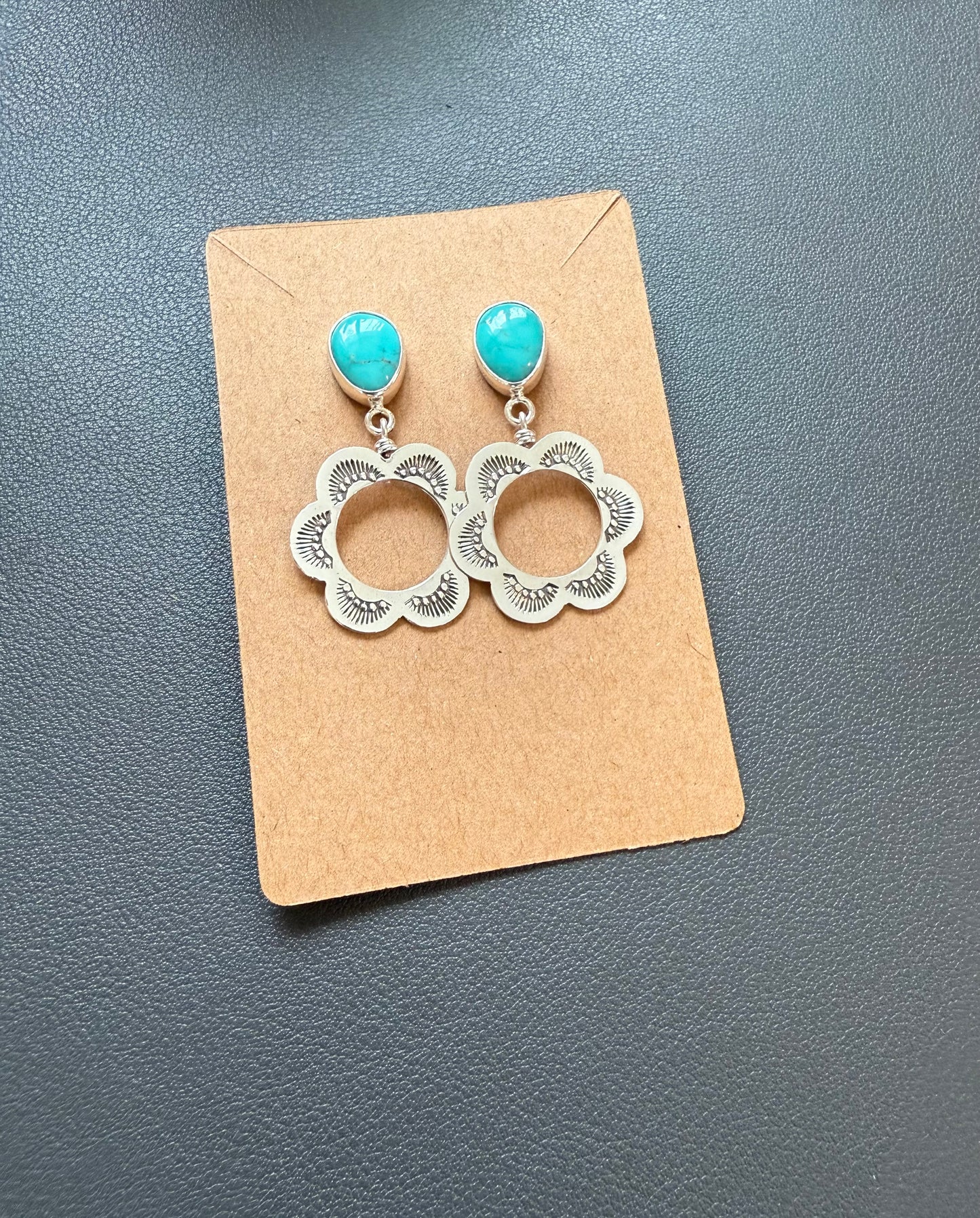 Sonoran Gem Turquoise Stamped Hoop Earrings