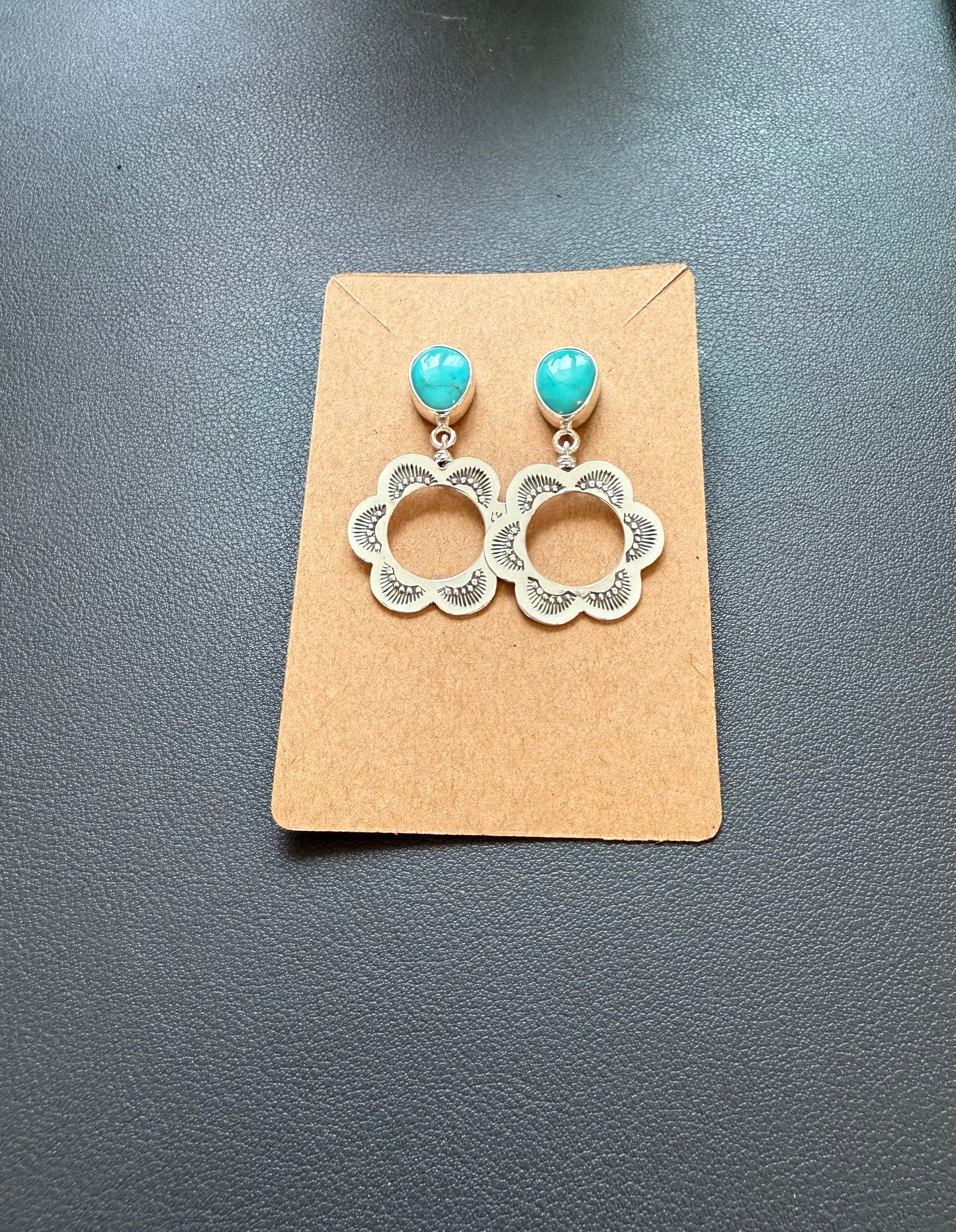 Sonoran Gem Turquoise Stamped Hoop Earrings