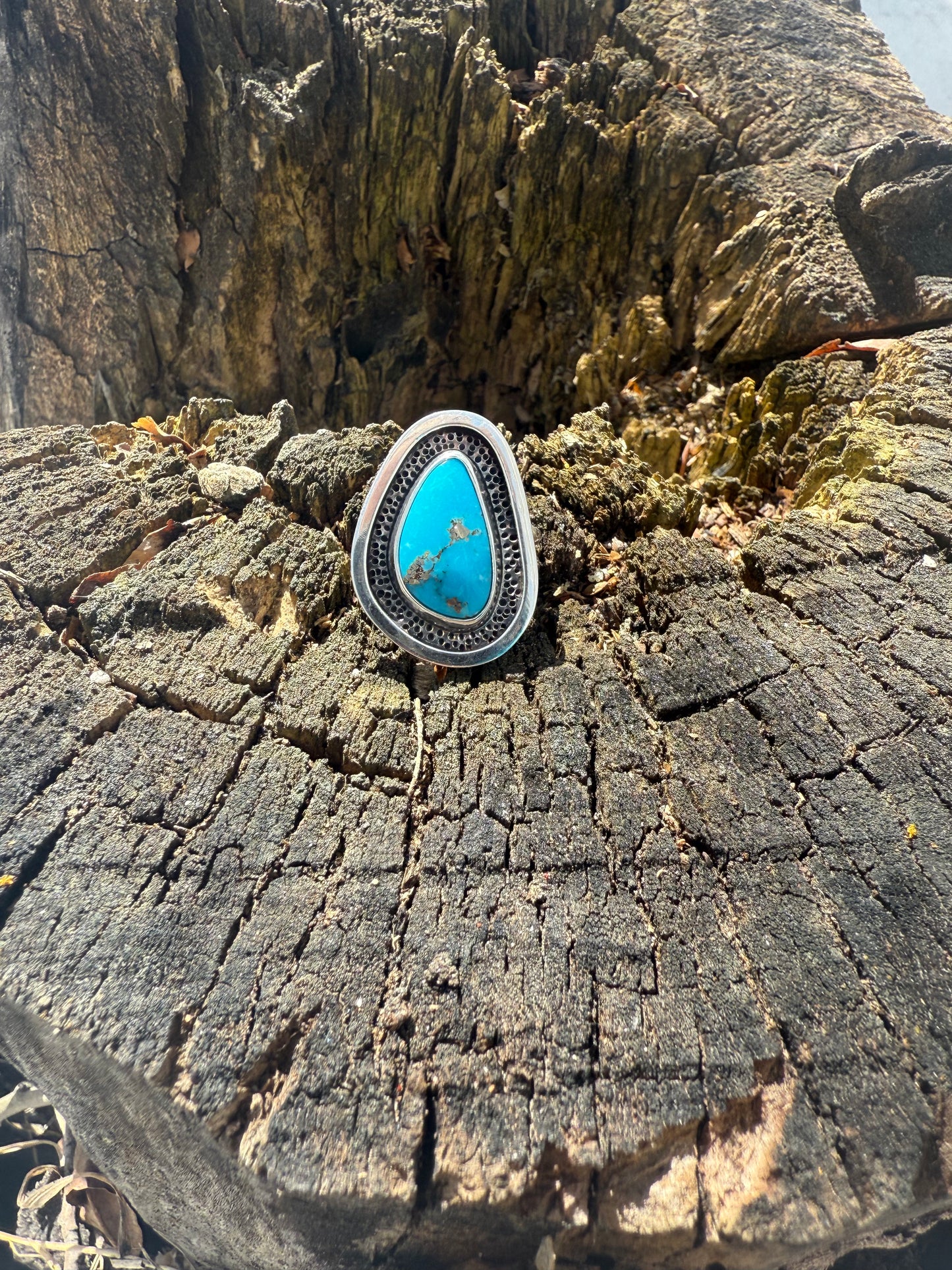 Turquoise Textured Shadowbox Ring
