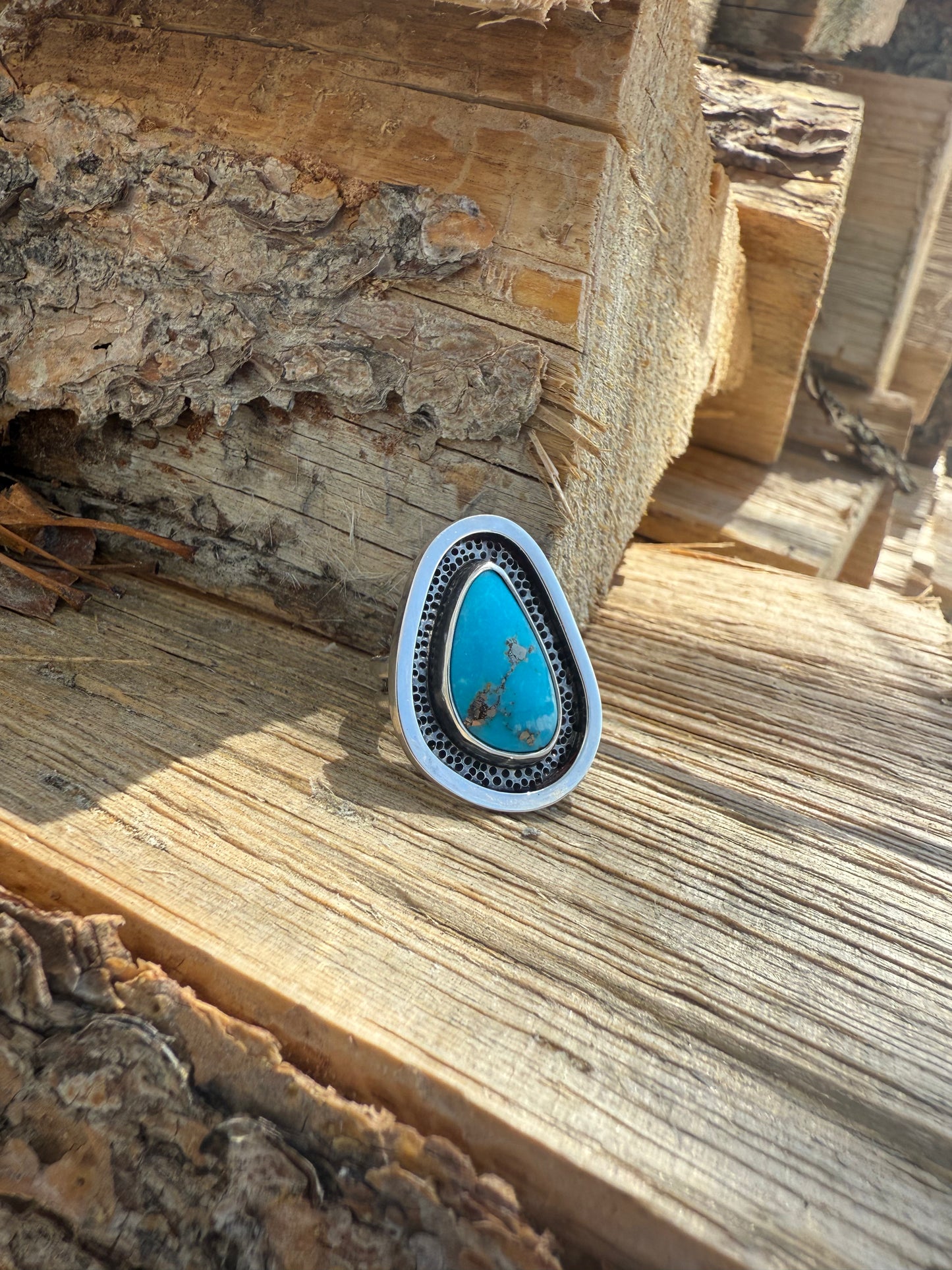 Turquoise Textured Shadowbox Ring