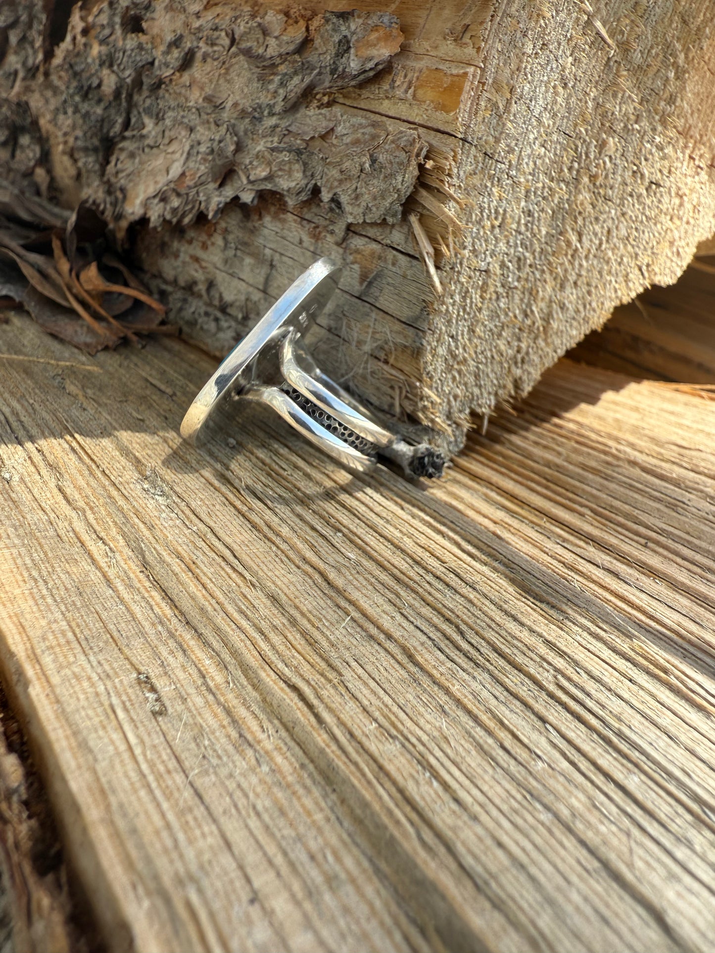 Turquoise Textured Shadowbox Ring