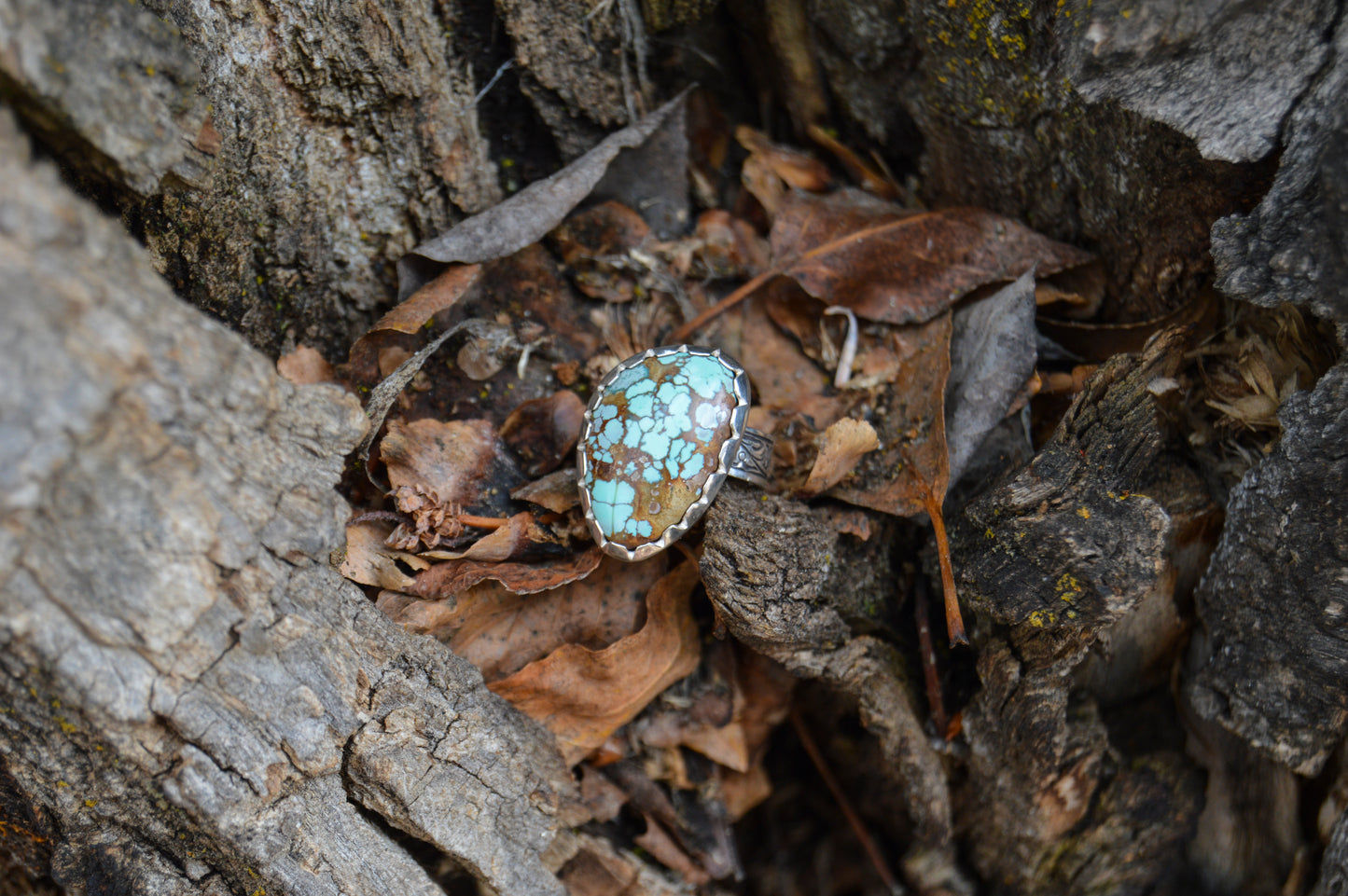 Adjustable Turquoise Ring with Engraved Band