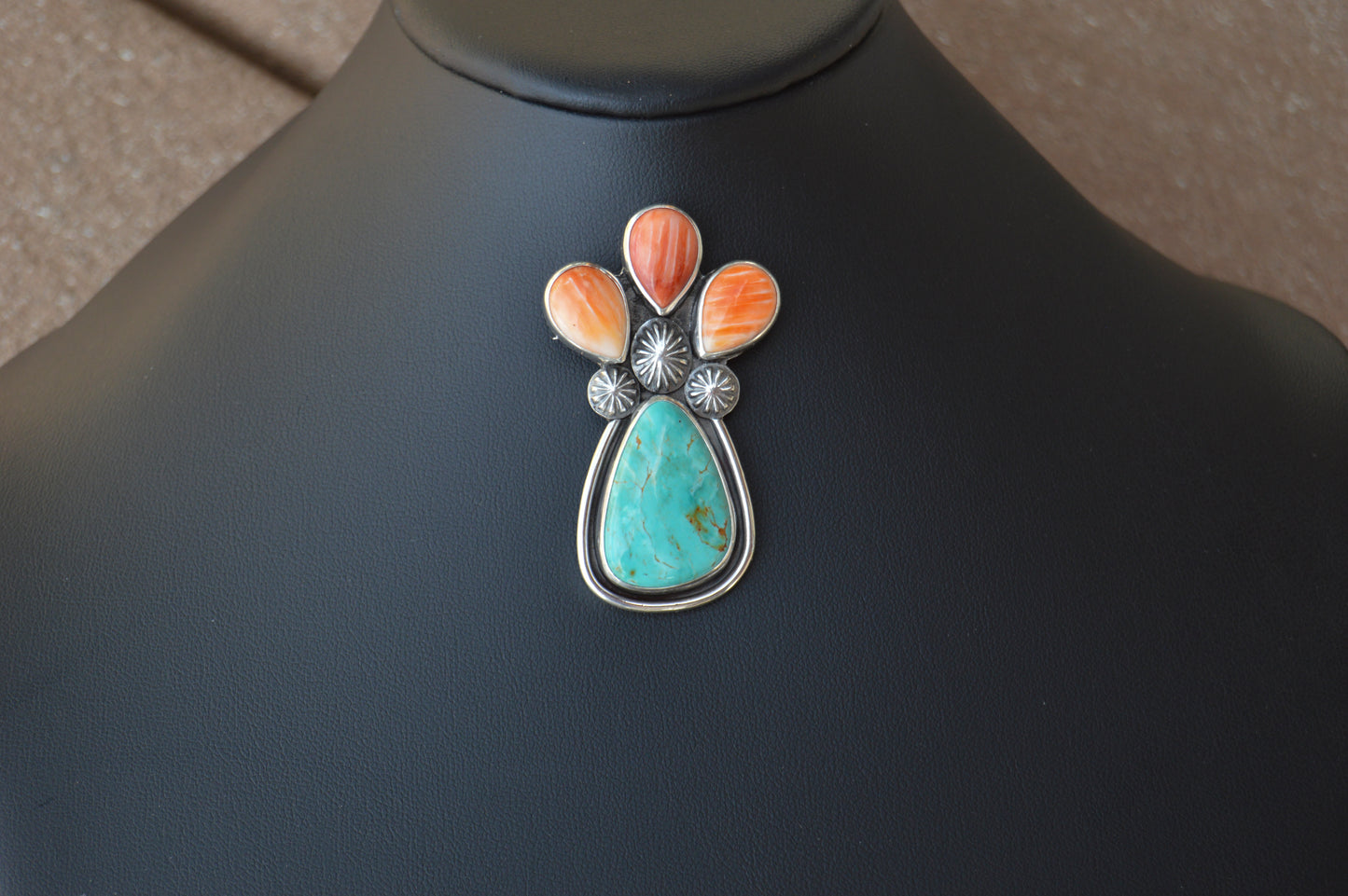 Chilean Turquoise & Spiny Oyster Pin/Pendant