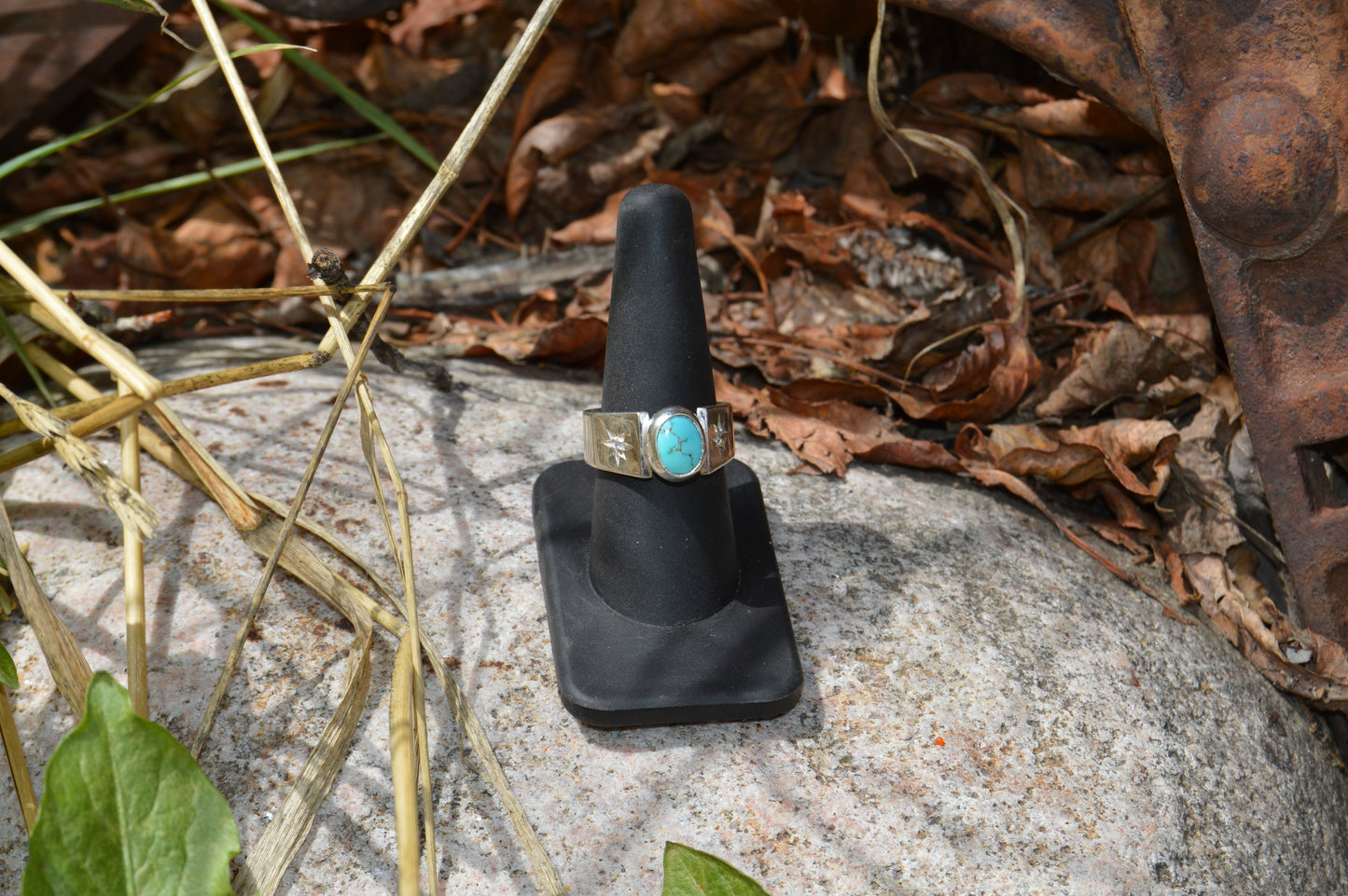 Carico Lake Turquoise & Diamonds Ring - Size 9