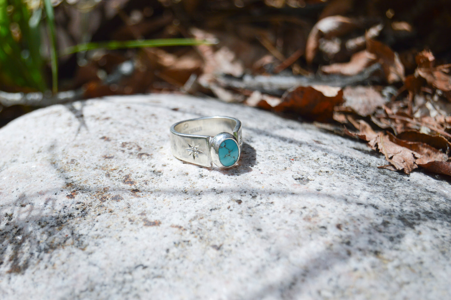 Carico Lake Turquoise & Diamonds Ring - Size 9