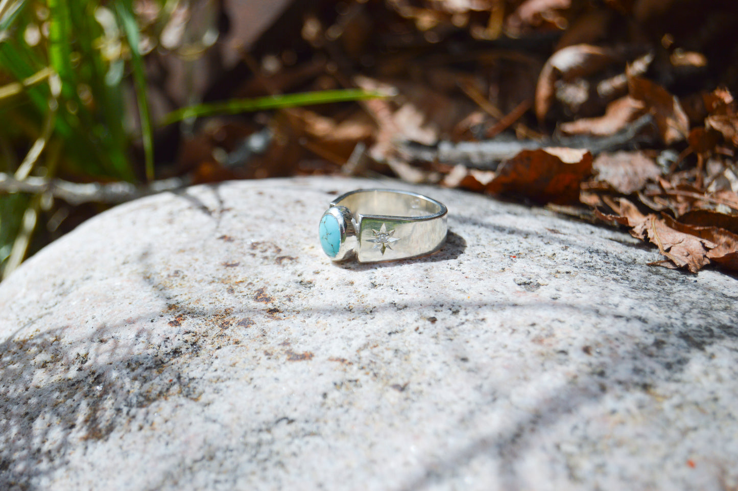 Carico Lake Turquoise & Diamonds Ring - Size 9