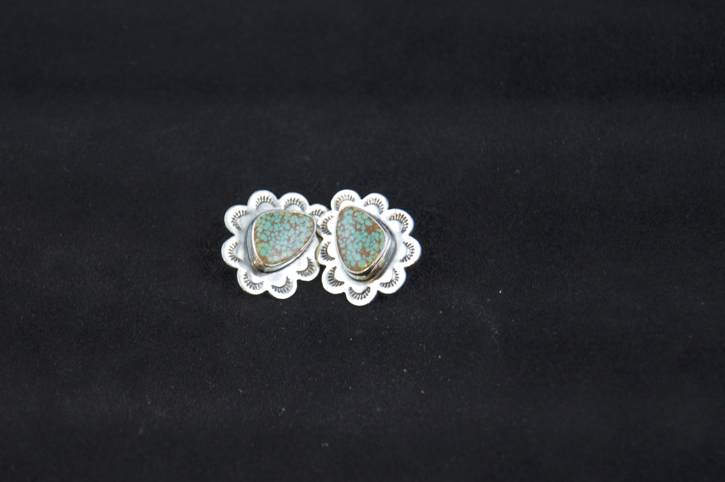 Hubei Turquoise Silver Stamped Drop Earring - Convertible