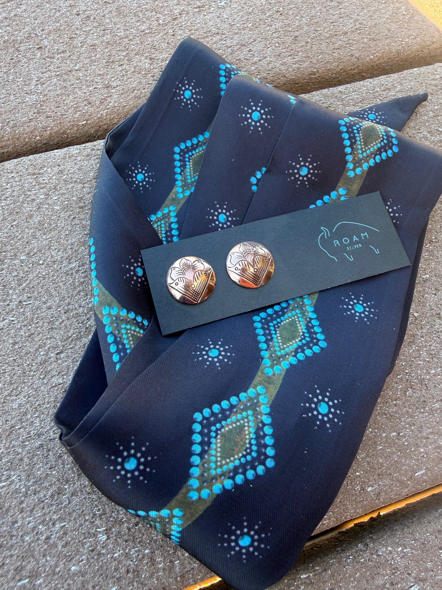 Copper Engraved Floral Studs