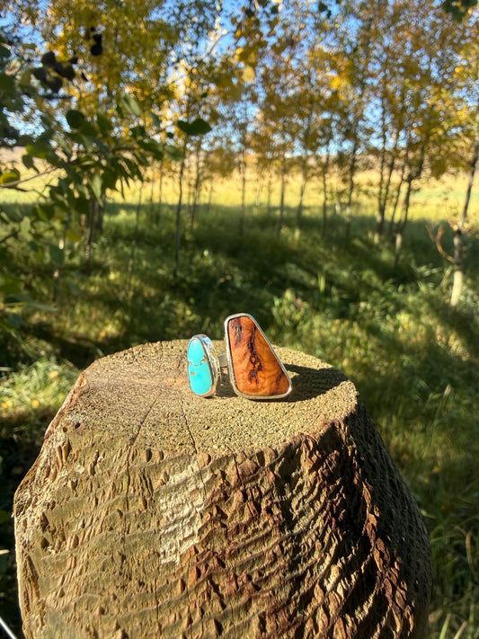 Bisbee Turquoise & Douglas Fir Sterling Ring