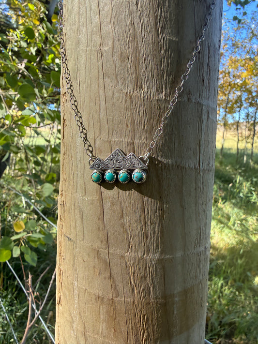 Turquoise Engraved Mountain Necklace
