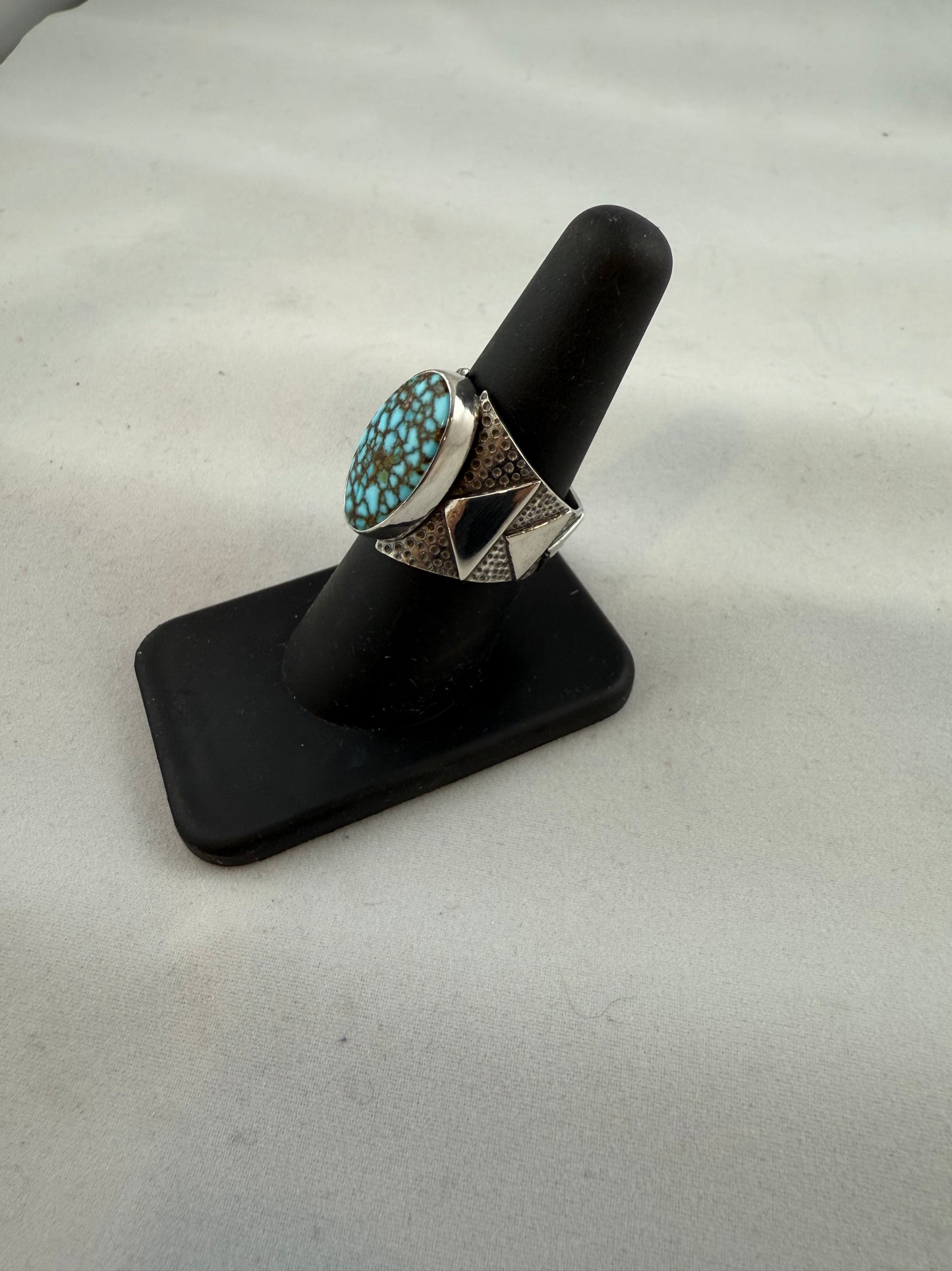 Turquoise Mountain Textured Triangle Ring