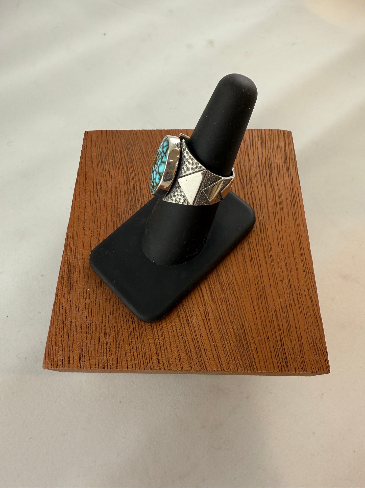 Turquoise Mountain Textured Triangle Ring