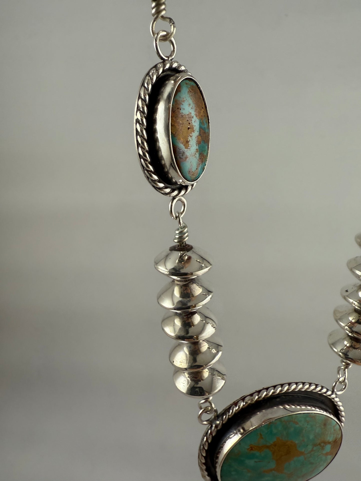 Turquoise Mini Lariat with Silver Beads