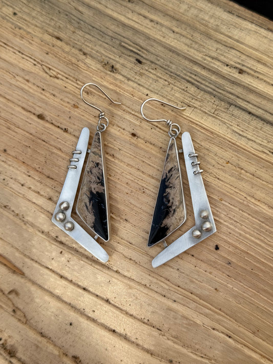 Fossilized Palm Wood Laced Earrings