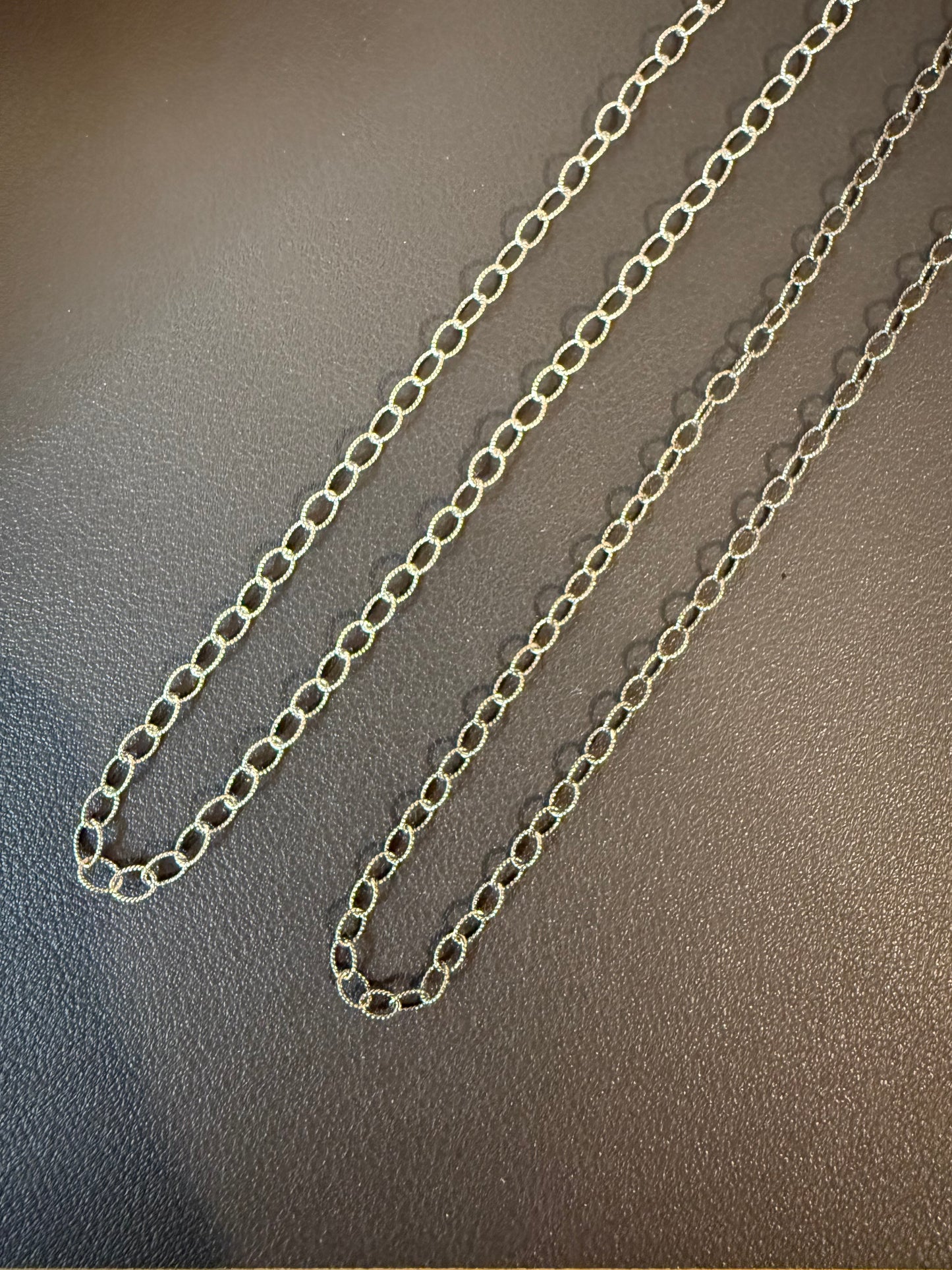 Sterling Silver Patterned Oval Chain Oxidized