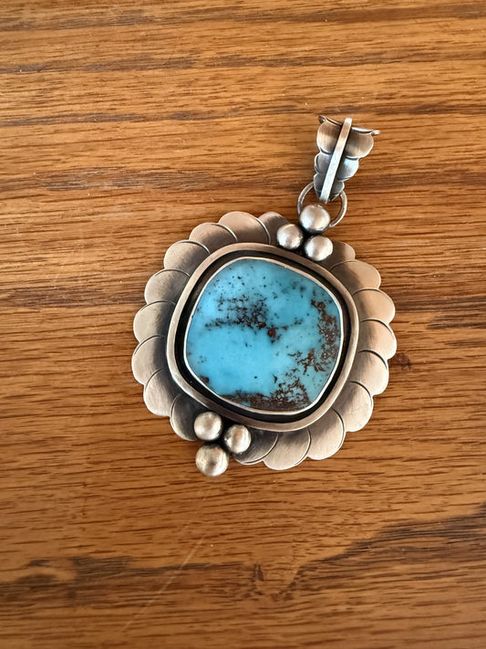 Kingman Turquoise Large Blossom Pendant