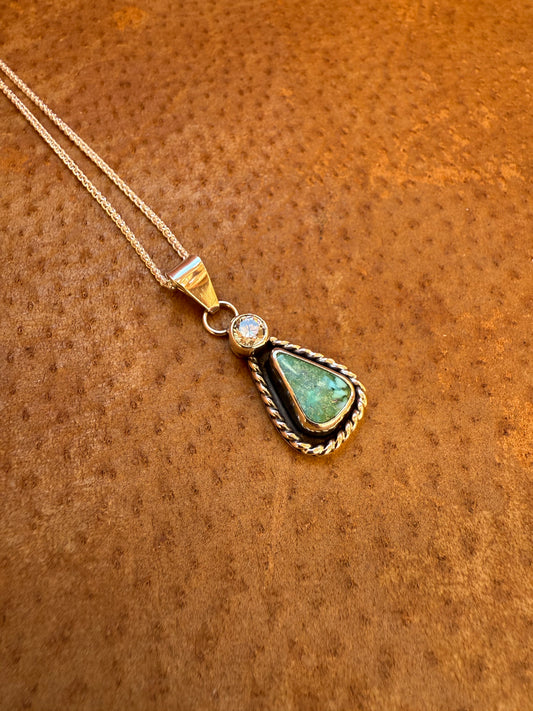 Turquoise Mountain & Cubic Zirconia Pendant