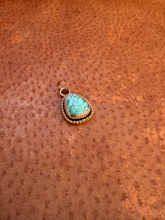 Gold Fill & Sterling Silver Carico Lake Turquoise Pendant