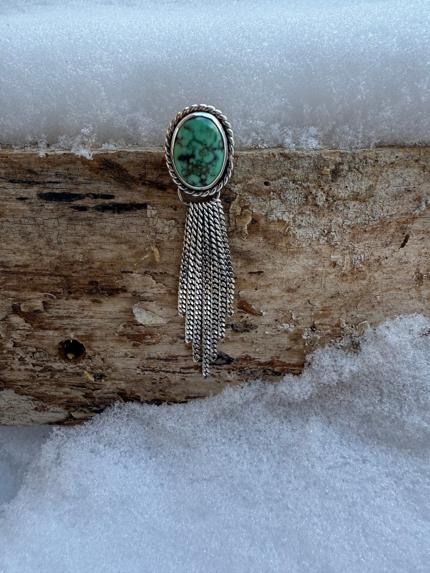 New Lander Variscite & Sterling Silver Chain Waterfall Earrings