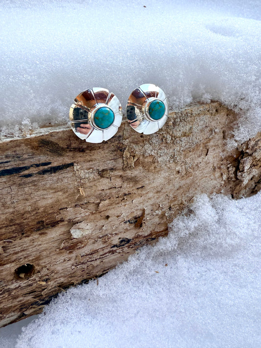 Sonoran Gem Turquoise & Sterling Silver Flower Studs