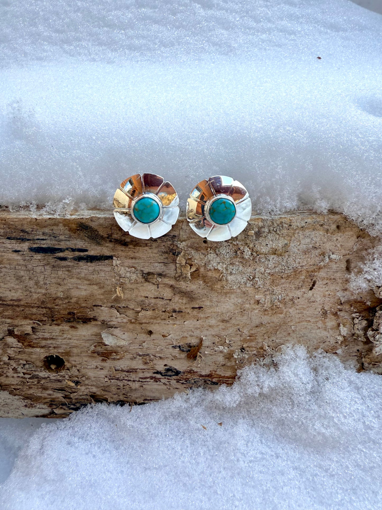 Sonoran Gem Turquoise & Sterling Silver Flower Studs