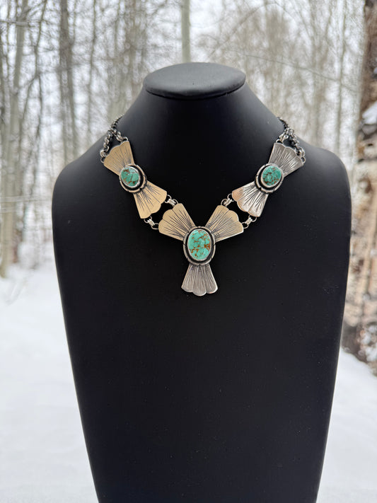 Carico Lake & Sterling Silver Fan Trio Necklace